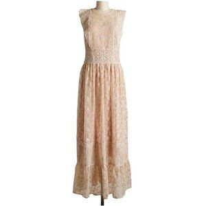 Sundance Faythe‎ Dress Maxi Mesh Floral Long Sleeveless Petite Size PL $268